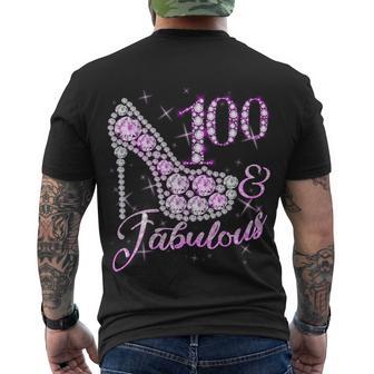 Fabulous & 100 Sparkly Shiny Heel 100Th Birthday Tshirt Men's Crewneck Short Sleeve Back Print T-shirt - Monsterry UK