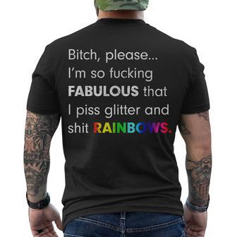 Fabulous Glitter And Rainbows Funny Gay Pride Tshirt Men's Crewneck Short Sleeve Back Print T-shirt - Monsterry UK