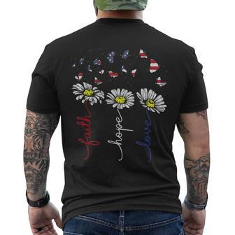 Faith Hope Love Daisy Flowers 4Th Of July Independence Day Men's T-shirt Back Print - Seseable