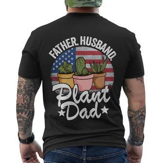 Father Husband Plant Dad American Flag Gardener Plant Daddy Men's T-shirt Back Print - Thegiftio UK
