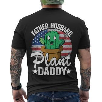 Father Husband Plant Daddy American Flag Gardener Plant Dad V2 Men's T-shirt Back Print - Thegiftio UK