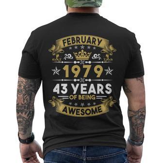 February 1979 43 Years Of Being Awesome Funny 43Rd Birthday Men's Crewneck Short Sleeve Back Print T-shirt - Monsterry AU