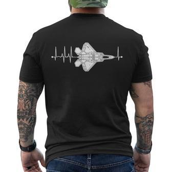 Fgift22 Raptor Schematic Airplane Pulse Ekg Pilot F22 Heartbeat Men's T-shirt Back Print - Thegiftio UK