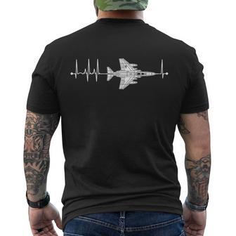 Fgreat 4 Phantom Schematic Airplane Pulse Ekg Pilot F4 Heartbeat Men's T-shirt Back Print - Thegiftio UK