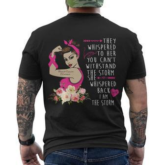 Fight Breast Cancer Quote Messy Bun Men's Crewneck Short Sleeve Back Print T-shirt - Monsterry DE