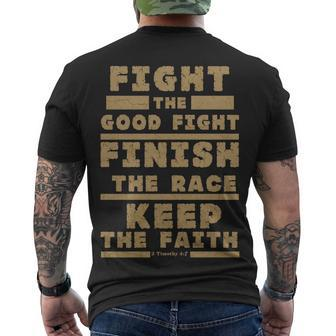 Fight The Good Fight Christian Faith Men's Crewneck Short Sleeve Back Print T-shirt - Monsterry DE