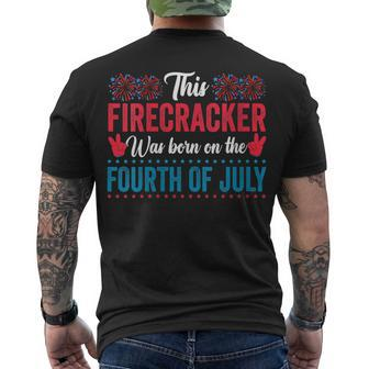 Womens This Firecracker Was Born On 4Th Of July Birthday Patriotic Men's T-shirt Back Print - Seseable