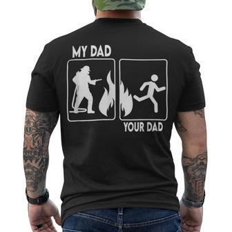 Firefighter Firefighter Dad Fathers Day Proud Daughter Son Boys Men's T-shirt Back Print - Seseable