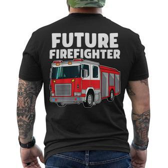 Firefighter Future Firefighter Fire Truck Theme Birthday Boy V2 Men's T-shirt Back Print - Seseable