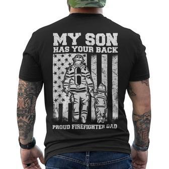 Firefighter Proud Firefighter Dad Firefighting Hero Fireman Parent Men's T-shirt Back Print - Seseable