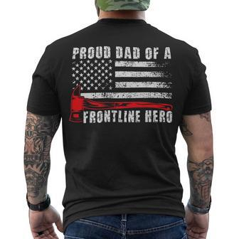 Firefighter Proud Dad Of A Hero Firefighter Father Fire Dad Men's T-shirt Back Print - Seseable