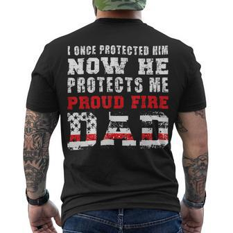 Firefighter Proud Fire Dad Fireman Father Of A Firefighter Dad Men's T-shirt Back Print - Seseable