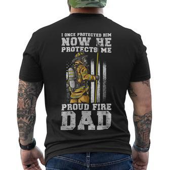 Firefighter Proud Fire Dad Firefighter Dad Of A Fireman Father Men's T-shirt Back Print - Seseable