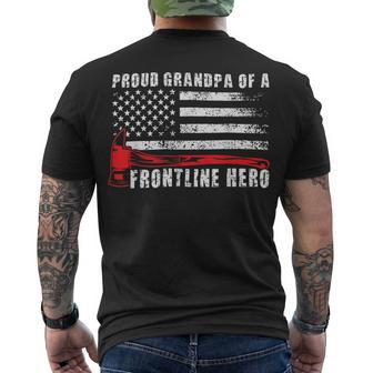 Firefighter Proud Firefighter Grandpa Of A Hero Fireman Grandpa Men's T-shirt Back Print - Seseable