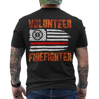 Firefighter Red Line Flag Fireman Wife Girlfriend Volunteer Firefighter Men's T-shirt Back Print - Seseable