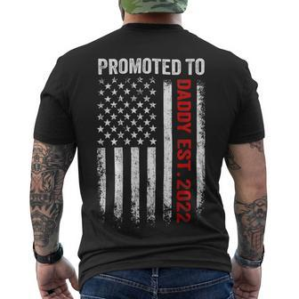 Firefighter Red Line Promoted To Daddy 2022 Firefighter Dad Men's T-shirt Back Print - Seseable