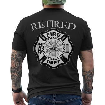 Firefighter Retired Fire Dept Tshirt Firefighter Ladder Engine Men's T-shirt Back Print - Seseable