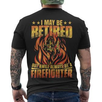 Firefighter Retired Firefighter Fire Truck Grandpa Fireman Retired Men's T-shirt Back Print - Seseable