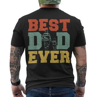 Firefighter Retro Best Dad Ever Firefighter Daddy Happy Fathers Day Men's T-shirt Back Print - Seseable