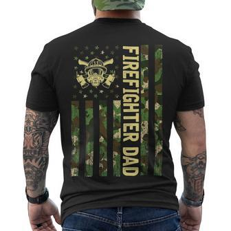 Firefighter Retro Camouflage Usa Flag Firefighter Dad Fathers Day V2 Men's T-shirt Back Print