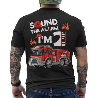 Firefighter Sound The Alarm Im 2 Little Firefighter 2Nd Birthday Men's T-shirt Back Print - Seseable