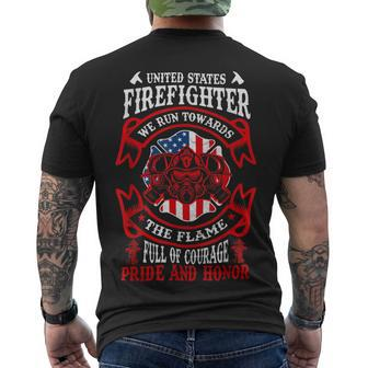 Firefighter United States Firefighter We Run Towards The Flames Firemen _ V2 Men's T-shirt Back Print - Seseable