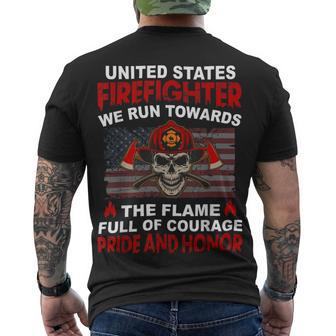 Firefighter United States Firefighter We Run Towards The Flames Firemen V3 Men's T-shirt Back Print - Seseable