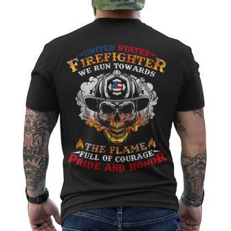 Firefighter United States Firefighter We Run Towards The Flames Firemen_ Men's T-shirt Back Print - Seseable