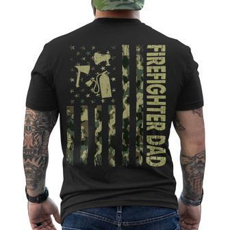 Firefighter Usa Flag Camouflage Firefighter Dad Patriotic Fathers Day Men's T-shirt Back Print - Seseable