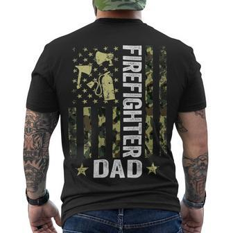 Firefighter Usa Flag Camouflage Firefighter Dad Patriotic Fathers Day_ Men's T-shirt Back Print - Seseable