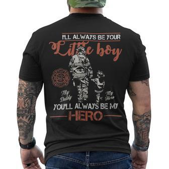 Firefighter Vintage Firefighter Dad & Son Daddy Fathers Day Men's T-shirt Back Print - Seseable
