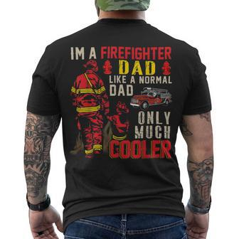 Firefighter Vintage Im A Firefighter Dad Definition Much Cooler Men's T-shirt Back Print - Seseable
