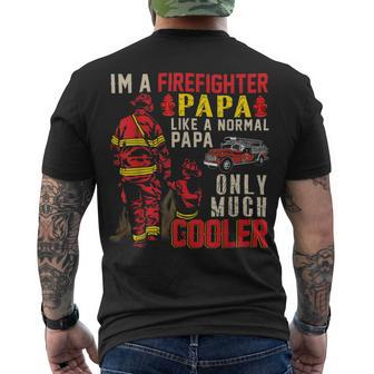 Firefighter Vintage Im A Firefighter Papa Definition Much Cooler Men's T-shirt Back Print - Seseable