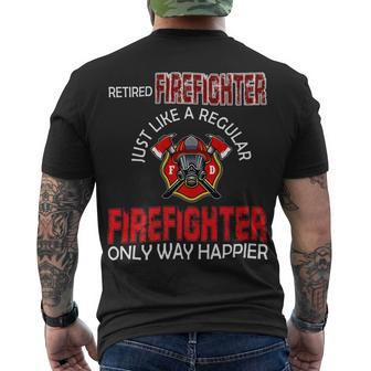 Firefighter Vintage Retired Firefighter Definition Only Happier Retire Men's T-shirt Back Print - Seseable