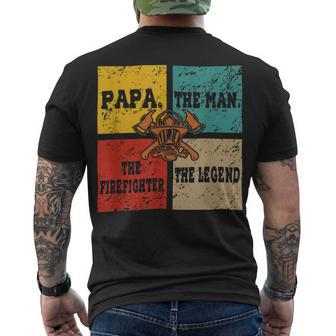 Firefighter Vintage Retro Papa Man The Firefighter The Legend Men's T-shirt Back Print - Seseable