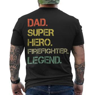 Firefighter Vintage Style Dad Hero Firefighter Legend Fathers Day Men's T-shirt Back Print - Seseable