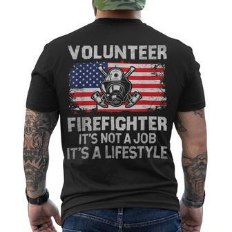 Firefighter Volunteer Firefighter Lifestyle Fireman Usa Flag Men's T-shirt Back Print - Seseable