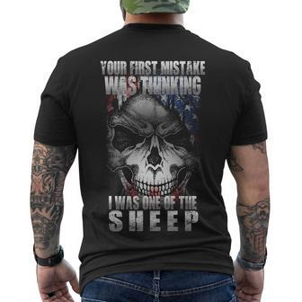 First Mistake Was Thinking I Was One Of The Sheep Tshirt Men's Crewneck Short Sleeve Back Print T-shirt - Monsterry UK