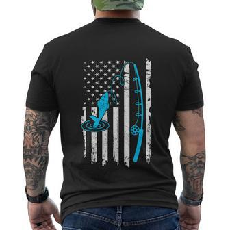 Fishing American Flag Fishing Funny Vintage Men's Crewneck Short Sleeve Back Print T-shirt - Monsterry DE