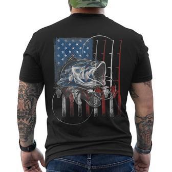 Fishing American Flag Vintage Usa Bass Fisherman Tshirt Men's Crewneck Short Sleeve Back Print T-shirt - Monsterry DE