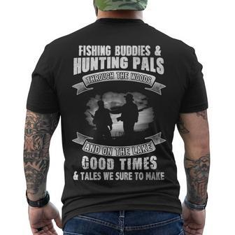 Fishing Buddies & Hunting Pals Men's Crewneck Short Sleeve Back Print T-shirt - Seseable