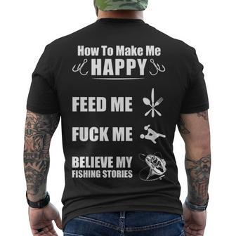 Fishing - How To Make Me Happy Men's Crewneck Short Sleeve Back Print T-shirt - Seseable