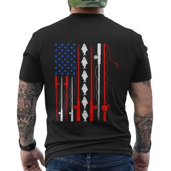 Fishing Lover Usa American Flag Fishing Rod Men's Crewneck Short Sleeve Back Print T-shirt - Monsterry DE