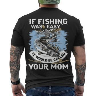 Fishing Was Easy Men's Crewneck Short Sleeve Back Print T-shirt - Seseable