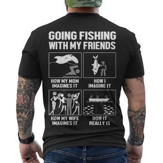 Fishing With Friends Men's Crewneck Short Sleeve Back Print T-shirt - Seseable