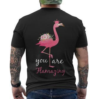 You Are Flamazing Flamingo Flower Apparel Men's T-shirt Back Print - Thegiftio UK