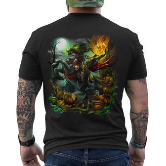 Flaming Headless Horseman Men's Crewneck Short Sleeve Back Print T-shirt - Monsterry UK