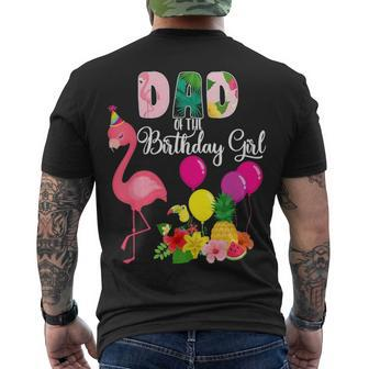Flamingo Birthday Dad Of The Birthday Girl Flamingo Birthday Men's T-shirt Back Print - Thegiftio UK