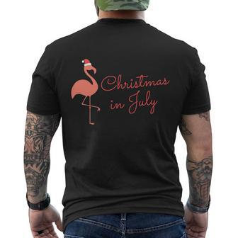 Flamingo Christmas In July Gift Men's Crewneck Short Sleeve Back Print T-shirt - Monsterry