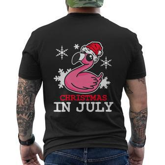 Flamingo Funny Christmas In July Santa Hat Men's Crewneck Short Sleeve Back Print T-shirt - Monsterry UK